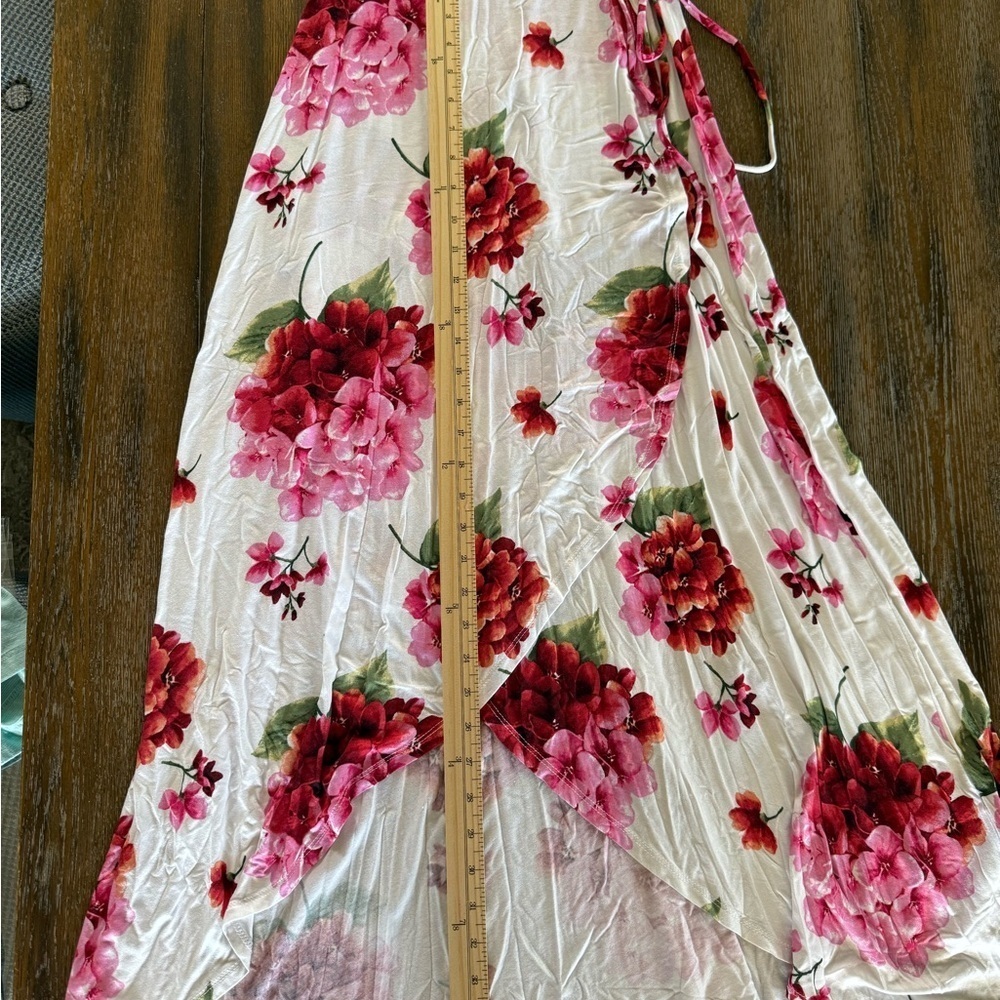 Forever 21 Pink Ruffled Wrap Maxi Dress Size S - Picture 9 of 11